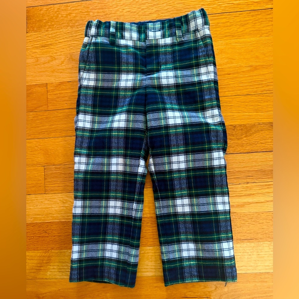 Janie & Jack Formal Wool Plaid Pants, Green in size Boy 2T